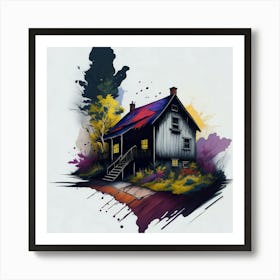 Colored House Ink Painting (53) Art Print