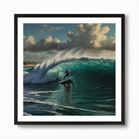 Surfer Riding A Wave 1 Art Print