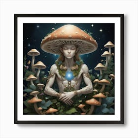 Man With A Mushroom Head Art Print