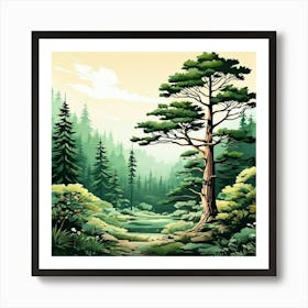 Pine Tree In The Forest Art Print