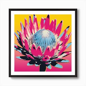 Andy Warhol Style Pop Art Flowers Protea 3 Square Art Print