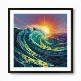 Ocean Wave At Sunset Art Print