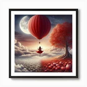 Red Hot Air Balloon Art Print