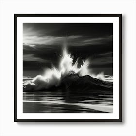 Black And White Ocean Wave Art Print