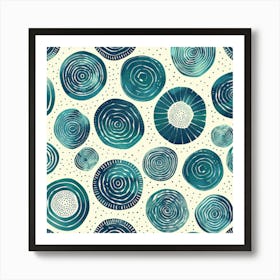 Blue Circles 28 Art Print