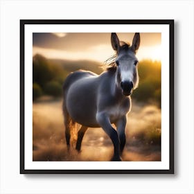 Donkey At Sunset Art Print