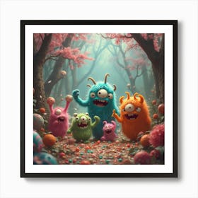 Monsters In The Woods 2 Art Print