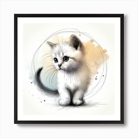 Watercolor Kitten Illustration Art Print