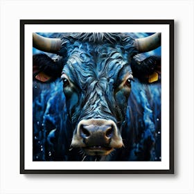 Watercolor Killer Cows Crazy Eyes Studio Photography Complex Details High Detail Art Print