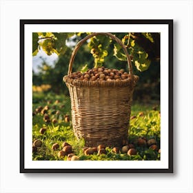 Hazelnuts In The Basket Art Print