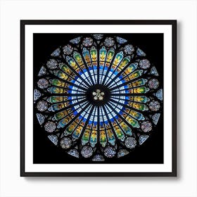 Mandala Floral Wallpaper Rose Window Strasbourg Cathedral France Art Print