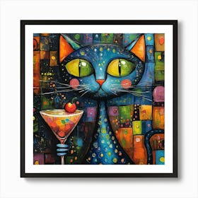 Cat With Martini 5 Art Print