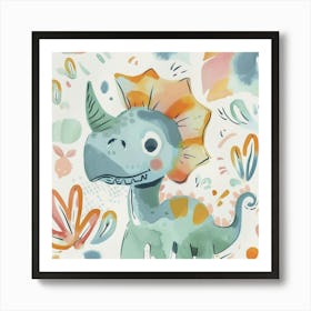 Cute Muted Pastels Protoceratops Dinosaur 1 Art Print