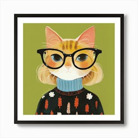 Cat In Glasses Art Print