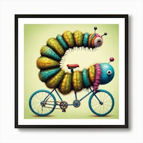 846882 Giant Caterpillar Riding A Bicycle, Surreal, Absur Xl 1024 V1 0 Art Print