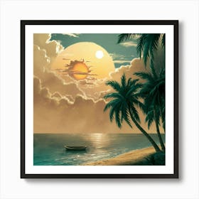 Sunset On The Beach 4 Art Print