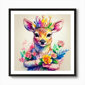 Deer With Crown 2 Art Print