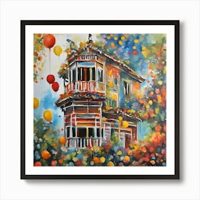 House With Balloons Art Print