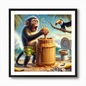 Monkey Eating Peanut Butter Poster