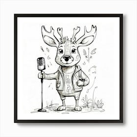 Deer With Microphone 4 Art Print