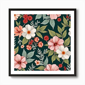 Floral Seamless Pattern Art Print