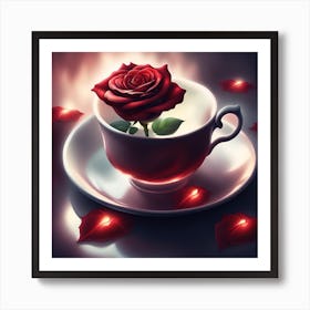 Romantic Rose In A Cup Art Print