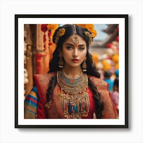 BB Borsa Woman In Traditional Indian Attire Art Print