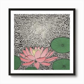 Pink Lotus Doodle Art Print