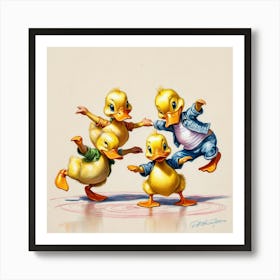 Ducks Dancing 1 Art Print