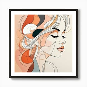 Line art Of A Woman 1 Art Print