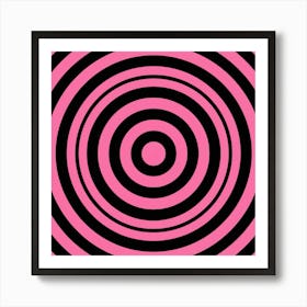 Pink And Black Psychedelic Circles Art Print