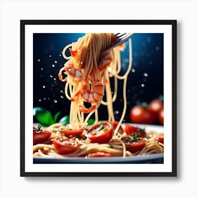 Spaghetti With Shrimp And Tomatoes Art Print