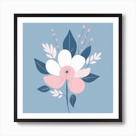 A White And Pink Flower In Minimalist Style Square Composition 250 Art Print