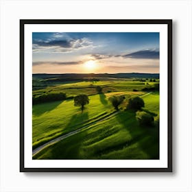 Grass Ecology No People Pasture Drone Scenic Shadow Flight Rural Scene Green Aerial View (4) Art Print