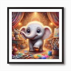 Artist Elephant Art Print