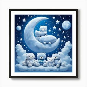 Teddy Bears On The Moon Art Print