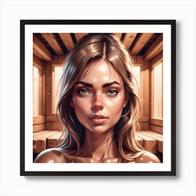 Portrait Of A Girl In A Sauna Art Print