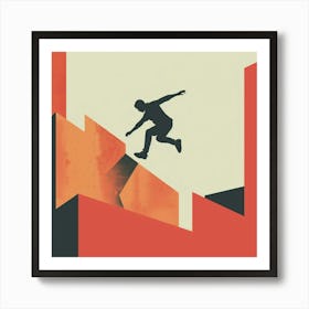 Skateboarder Jumping Off A Cliff Art Print