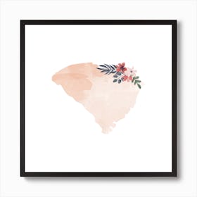 South Carolina Watercolor Floral State Art Print