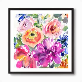 Watercolor  Of Flowers Art Print