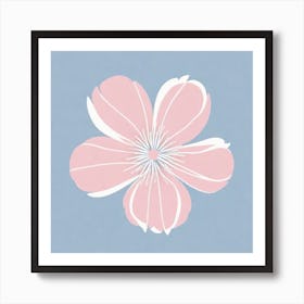 A White And Pink Flower In Minimalist Style Square Composition 176 Art Print