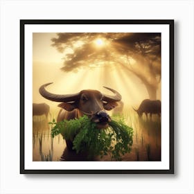 Water Buffalo Moringa Lunch Art Print