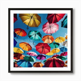 Colorful Umbrellas In The Sky Art Print