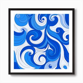 Blue And White Swirls Art Print