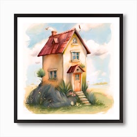 Watercolor House Poster