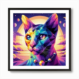 Smudge Low Poly Cat Art Print