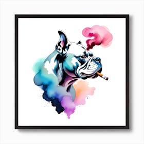 Bull Dog Smoking A Cigarette Art Print