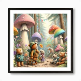 Teddy Bears In The Forest Art Print