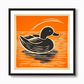 Retro Bird Lithograph Duck 1 Art Print