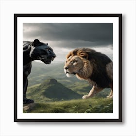 Black Panther And The Lion Art Print